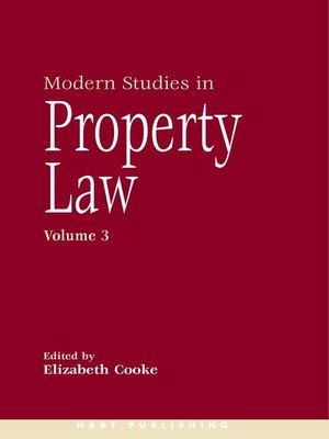 cover image of Modern Studies in Property Law, Volume 3